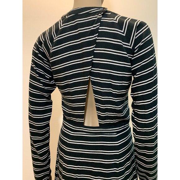 May Women Dress 10 Stripes Long Sleeves High Low Black White. - Picture 8 of 12